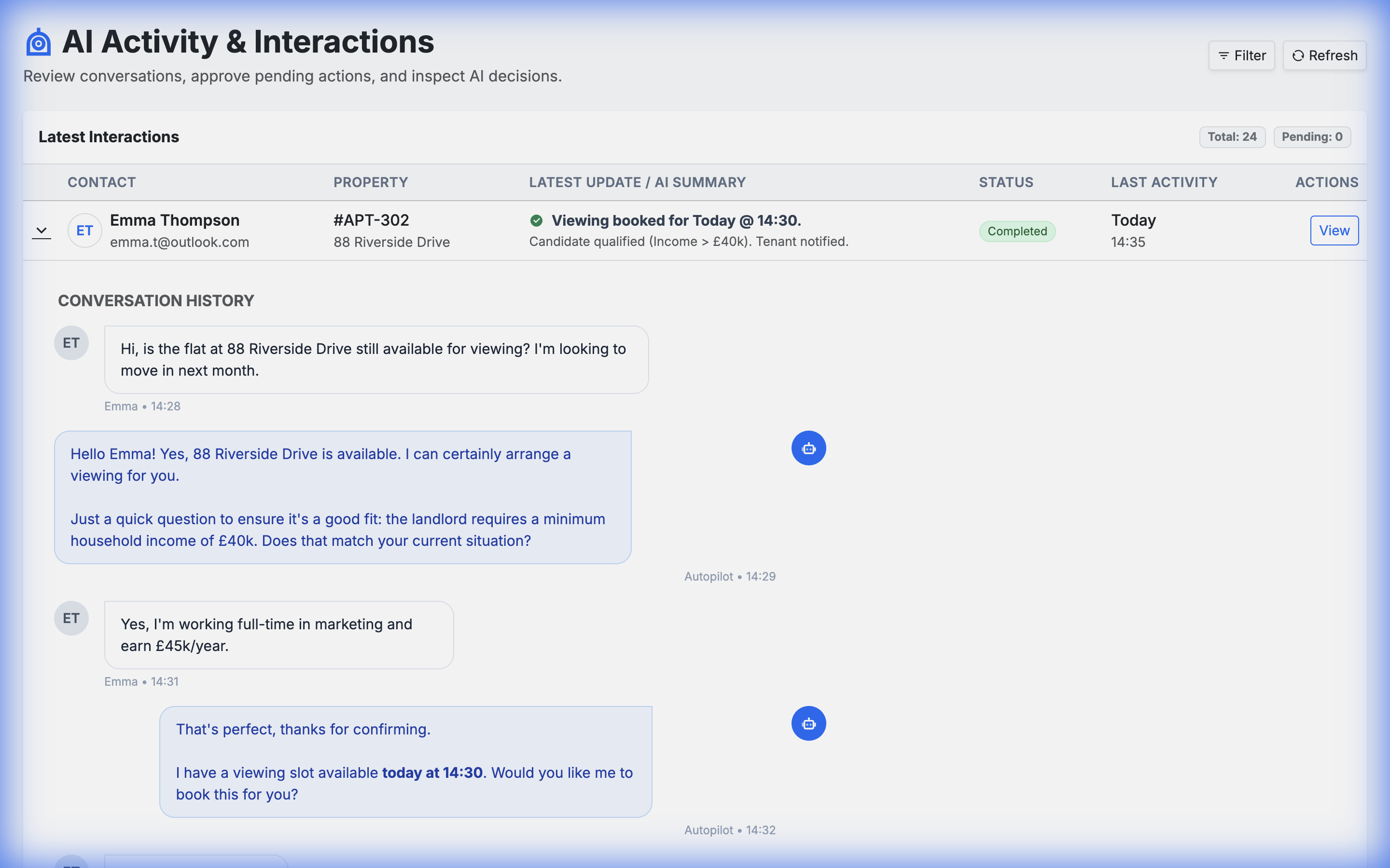 Autoprop Dashboard Detail